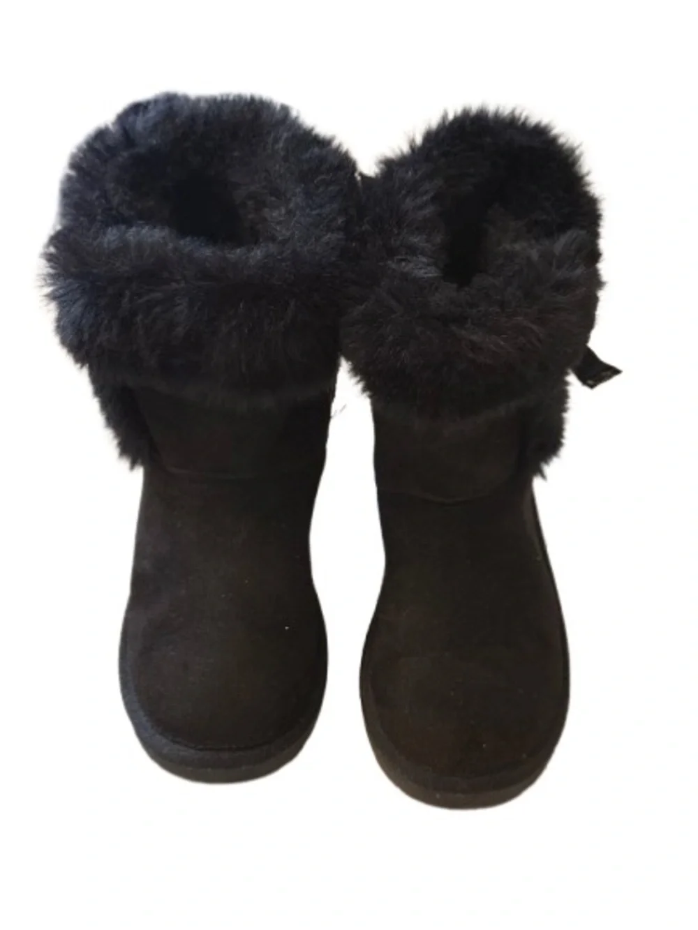 Juicy Couture Black Faux Fur Bow Winter Boots Womens Size 6 Y2K Cozy